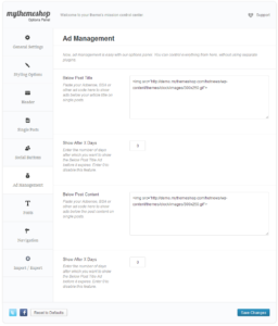 Clock Ad Settings